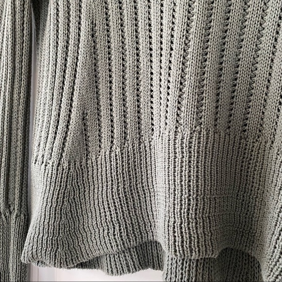 Inhabit Olive Green Mock Neck Chunky Knit Cotton Sweater - Picture 10 of 13